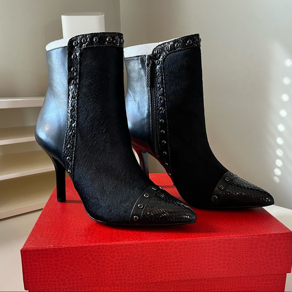 NWOT Donald J Pliner Leather and Calf Hair Bootie
